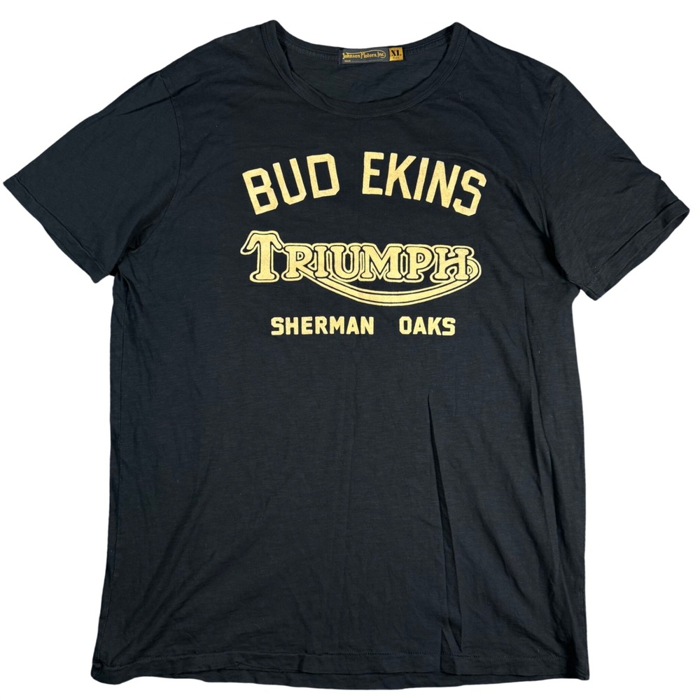 Vintage Johnson Motors Inc Bud Ekins Triumph T-Shirt Mens XL Black Single Stitch